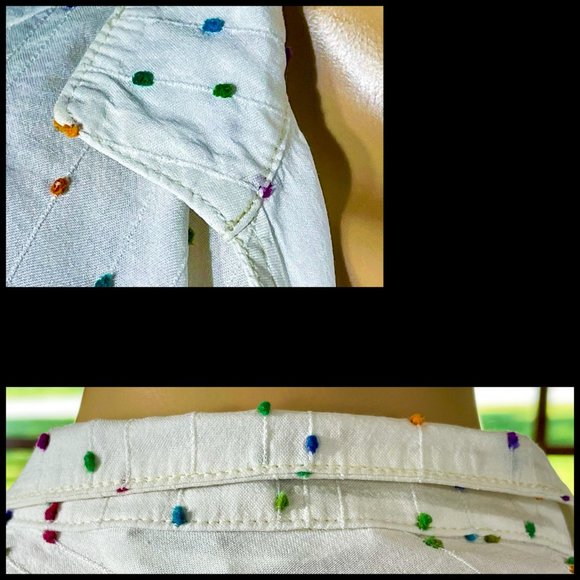 ▪️DIANE VON FURSTENBERG▪️Colorful Embroidered Confetti Flutter Sleeve Blouse Top - Picture 8 of 9